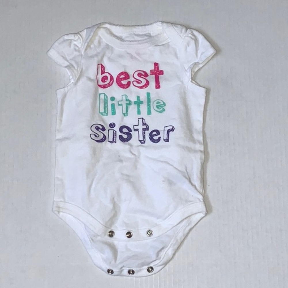 NWOT Best Little Sister Newborn Baby Girl Onesie - Summer Outfit - Size NB